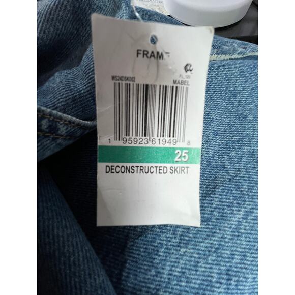 FRAME DENIM WOMENS SIZE 25 DECONSTRUCTED JEAN SKIRT BLUE NEW - Picture 12 of 13